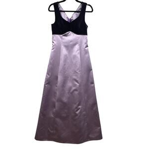 VTG Y2K Formal Dress SM Empire Velvet Satin Prom Maxi Purple Vampire Goth Party